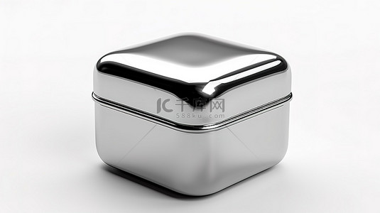 现代包装背景图片_白色背景上带有光泽金属模型的现代方形盒子是现代包装解决方案