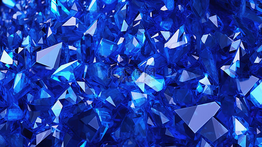 蓝色晶体背景背景图片_3D渲染背景中的三角形蓝色晶体