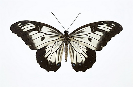 坐着的背景背景图片_白色背景下坐着的白色和黑色蝴蝶