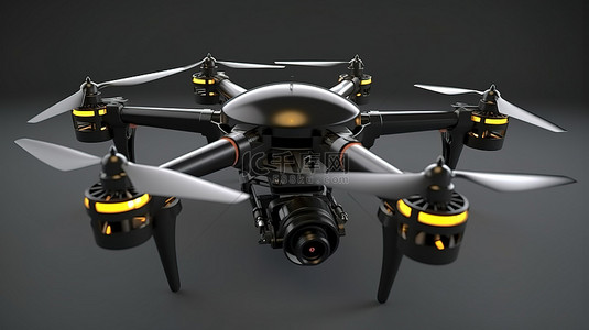 直升机背景图片_配备高倍镜头的四轴飞行器，用于秘密监视 3D 渲染