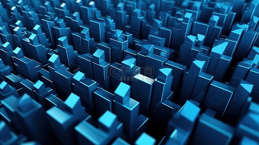 蓝色背景箭头背景图片_3D 渲染模板，用于通过蓝色向上箭头实现业务成功和增长