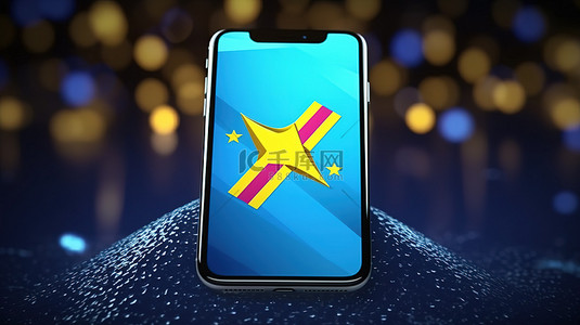 刚果民主共和国的 3D 渲染为 5G 连接做好准备，具有智能手机技术背景