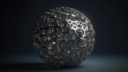 未来派 3D 模型，一个由抽象形式的多个圆圈组成的球