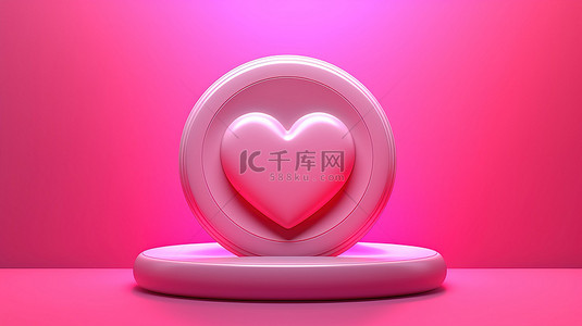 社会的爱背景图片_3d 渲染了一个漂浮在粉红色背景上的爱情通知图标