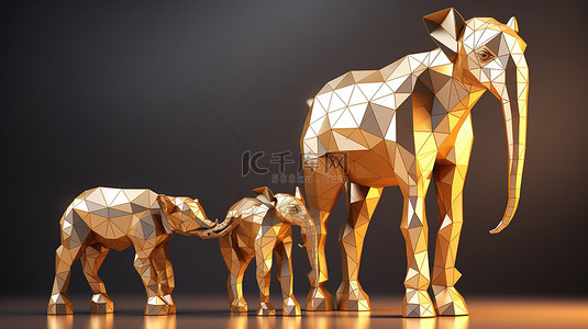 优质金果背景图片_低聚金象鹿和长颈鹿 3d 模型