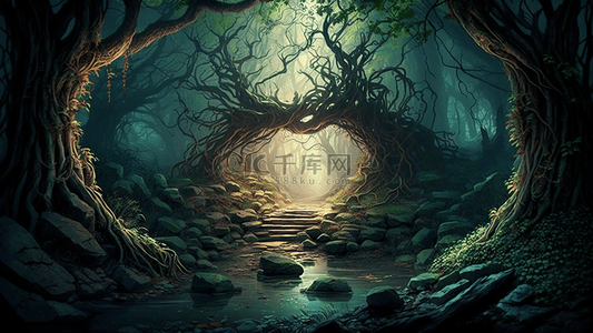 森林绚丽梦幻童话背景