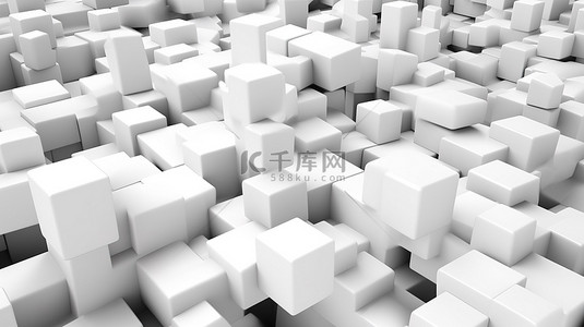科技图形组合背景图片_苍白块的组合 3D 渲染抽象单色艺术