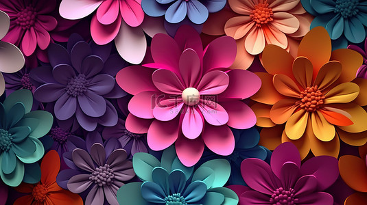 墙纸花卉图案的无缝 3D 插图