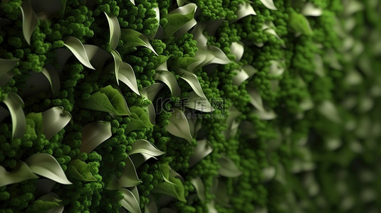 3d 渲染的抽象植物墙
