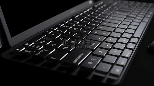电子商务和技术概念背景与 3D 渲染黑色键盘和业务键