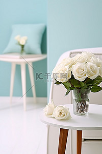 花玫瑰背景图片_一张白色的桌子，上面有玫瑰和装饰品