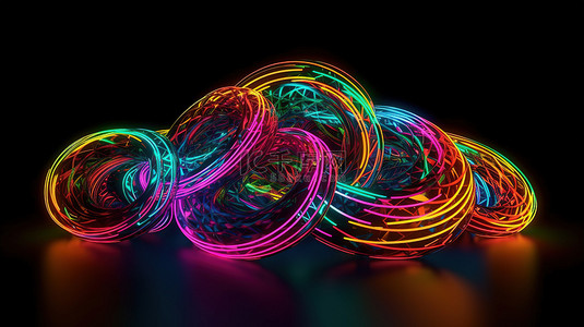 3D渲染中的抽象霓虹灯色彩缤纷