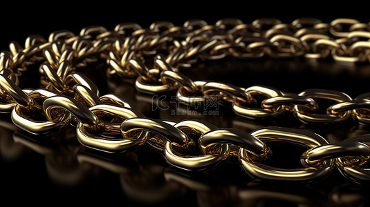 不锈钢池子背景图片_3d 中的金链链接在黑色背景下突出