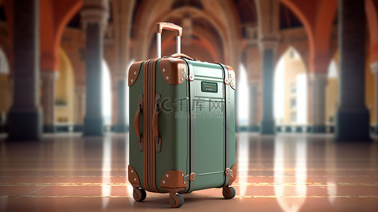 假期旅行行李箱背景图片_旅行行李箱组的 3d 渲染
