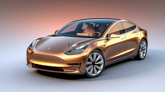 ppt汽车背景图片_具有技术规格的高端棕色轿车的 3D 渲染
