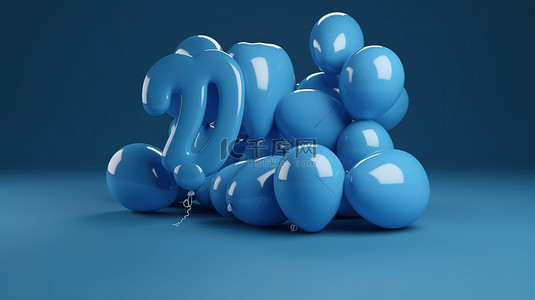 有趣的横幅背景图片_3d 有趣的卡通销售符号蓝色气球渲染显示 30