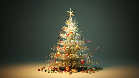 达特背景图片_庆祝圣诞节和新年的节日 3d 效果图