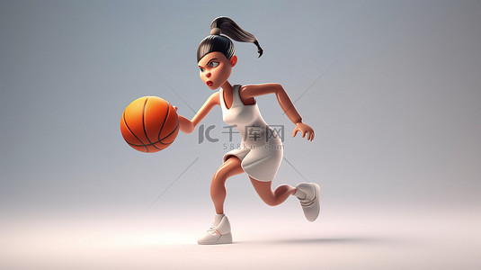 女篮球运动员在行动3D人物模型