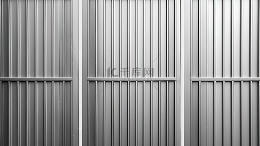 银色建筑背景图片_时尚现代的 3D 渲染银色垂直面板线或容器壁设计纹理