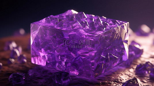 紫水晶背景图片_紫水晶宝石的辐射 3d 方形渲染