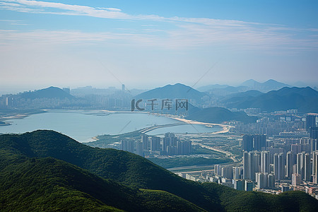 都市大桥背景图片_香港山景