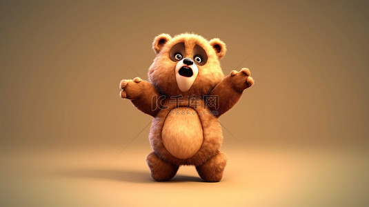可爱泰迪熊背景图片_可爱泰迪熊的令人愉快的 3D 插图