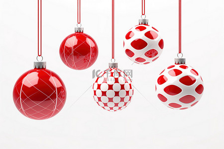 拉面免扣PNG图背景图片_圣诞装饰品红白圣诞球透明背景png