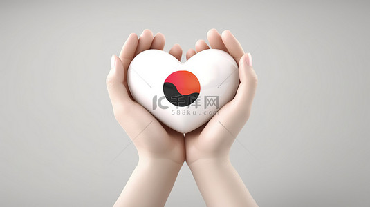 3D 渲染的手势形成一颗心，这是韩国爱的象征