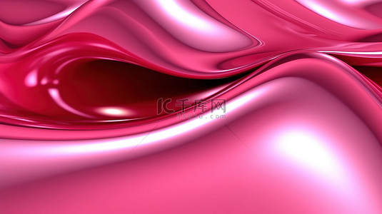 粉红色金属背景的华丽 3D 渲染