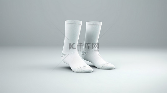 模型中一对孤立的白色袜子的 3D 渲染 库存照片