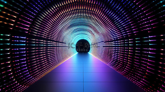 具有变色效果的 4k 超高清空间隧道的 3D 插图