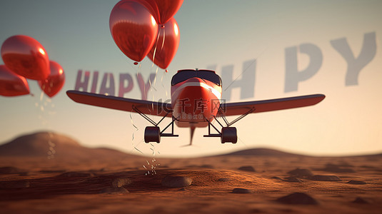 3d 微型飞机携带的字母拼出的生日快乐
