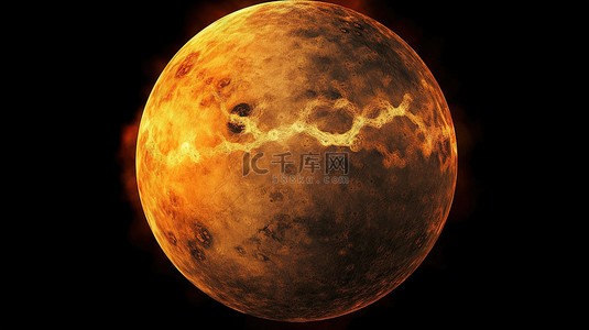 银河元素背景图片_金星行星 NASA 的 3D 渲染图像配备了带有复杂细节的黑色元素