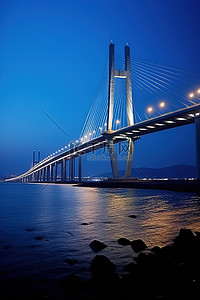 黄昏时分的芒里河大桥 p3d916b002 jpg