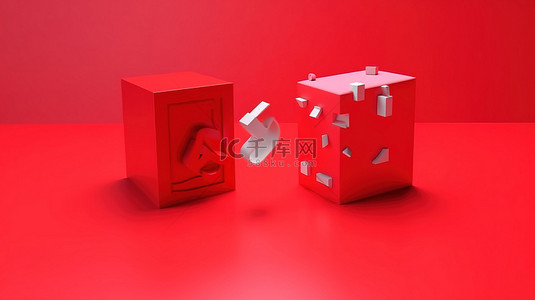 具有双视图的红色背景不喜欢 3D 渲染文本框中的社交媒体符号