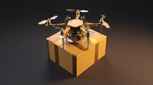 毫不费力背景图片_在此 3D 渲染中，无人机毫不费力地通过空中运送礼品盒