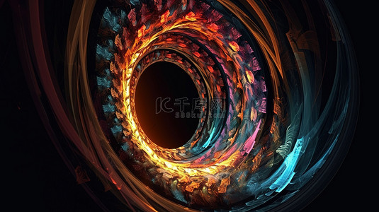 彩色 3d 渲染中的分形入口螺旋