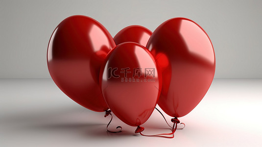 红气球背景背景图片_三个红色气球 3d 渲染的杰作