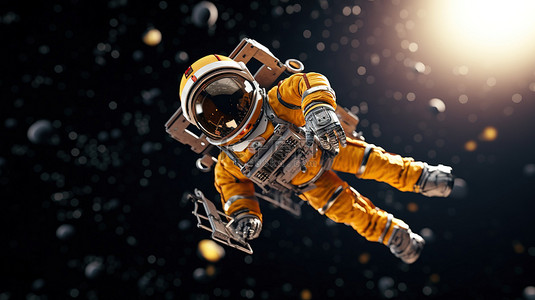 太空探险家的 3d 插图