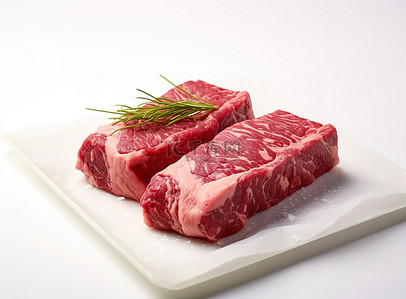 肉牛肉背景图片_白色表面上的两块牛肉