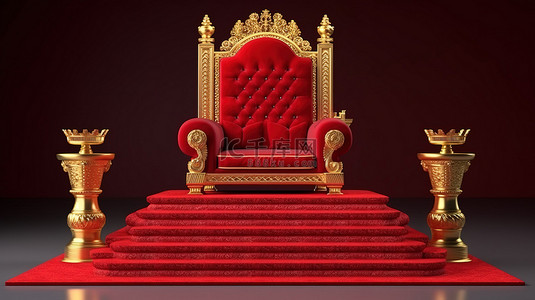 全网独家独款字背景图片_通往皇家红色讲台的宏伟楼梯，配有贵宾的豪华扶手椅