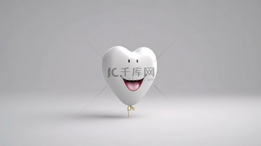 白色背景上齿形气球的 3d 渲染插图