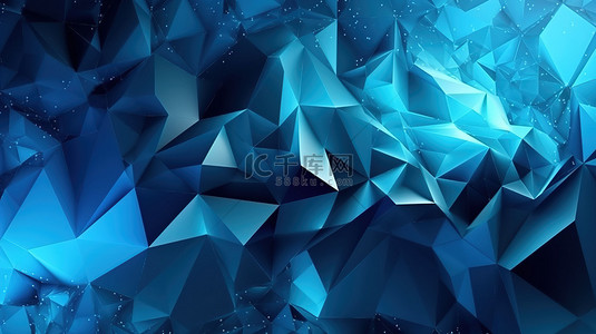 具有蓝色多边形马赛克背景的创新业务设计模板的 3D 渲染插图