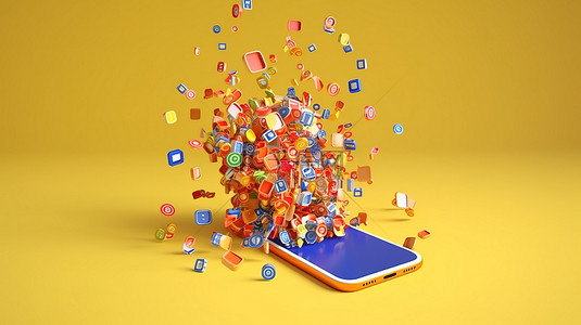 手机点赞背景图片_3D 渲染的手机屏幕被 Facebook 点赞包围