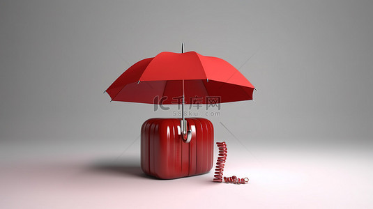 病毒电子邮件背景图片_3d 渲染计算机安全与红伞