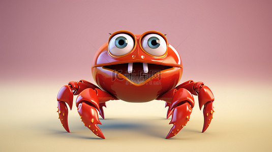 搞笑的螃蟹 3D 描绘
