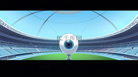 体育场背景增强了安全或闭路电视摄像机的 3D 渲染