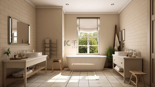 浴缸素描背景图片_3D 可视化室内浴室