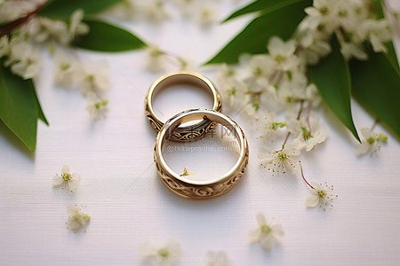 手工面晒面图背景图片_手工制作的结婚戒指和树叶