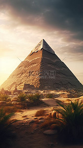 旅游黄色背景背景图片_金字塔沙漠历史古迹背景